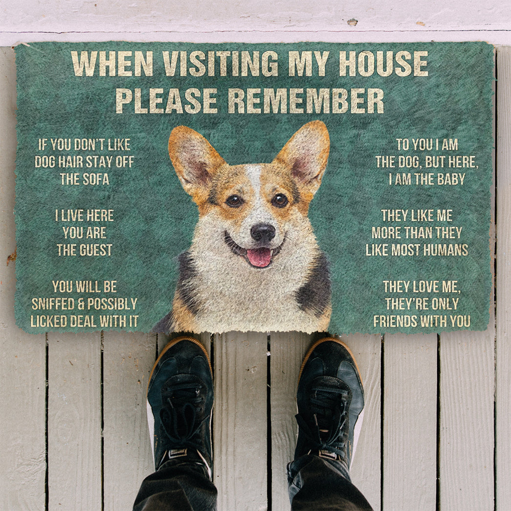 Please Remember Corgi Dog's House Rule Doormat