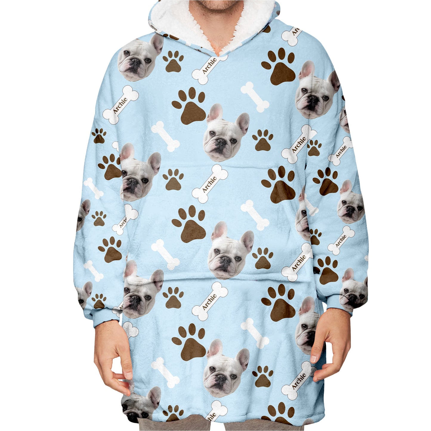 Personalized Pet Photo And Name Oodie Blanket Hoodie