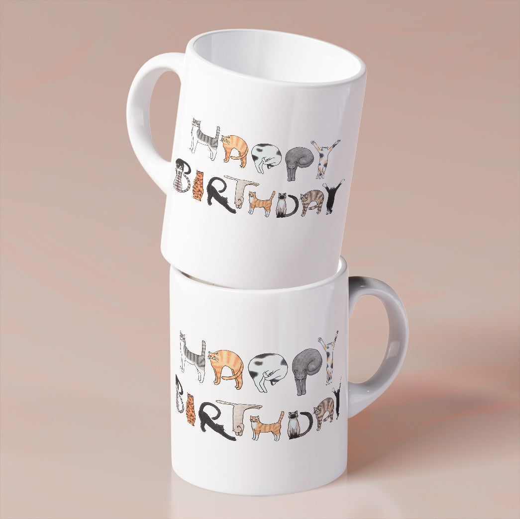 Happy Birthday Cat Coffee Mug