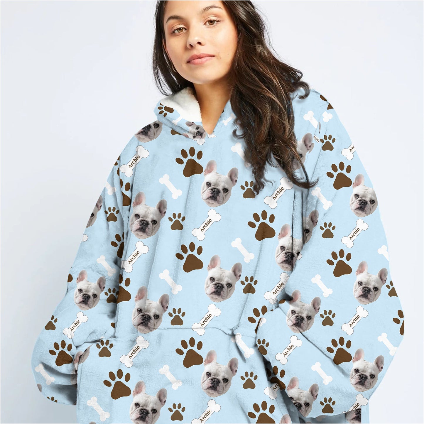Personalized Pet Photo And Name Oodie Blanket Hoodie