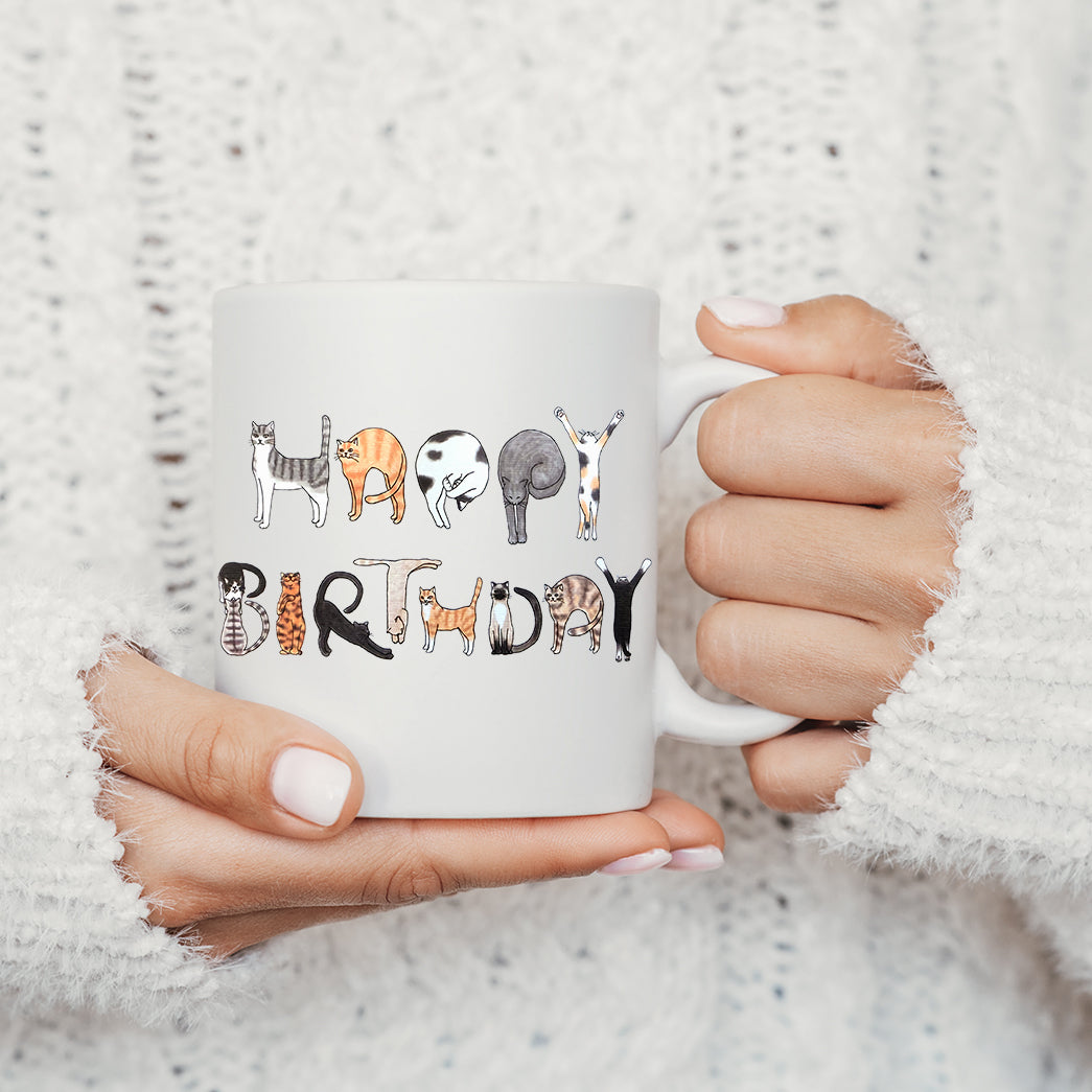Happy Birthday Cat Coffee Mug