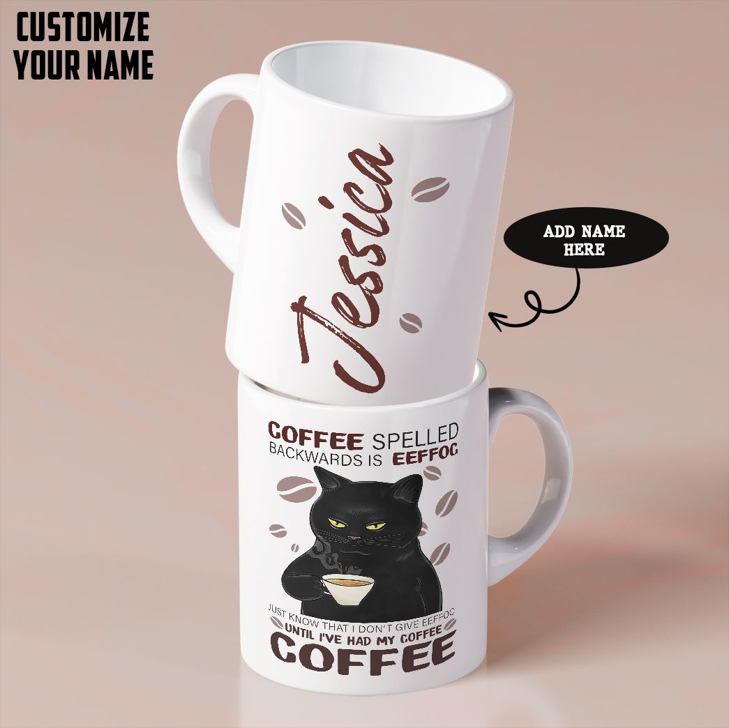 Coffee Black Cat Personalized Mug