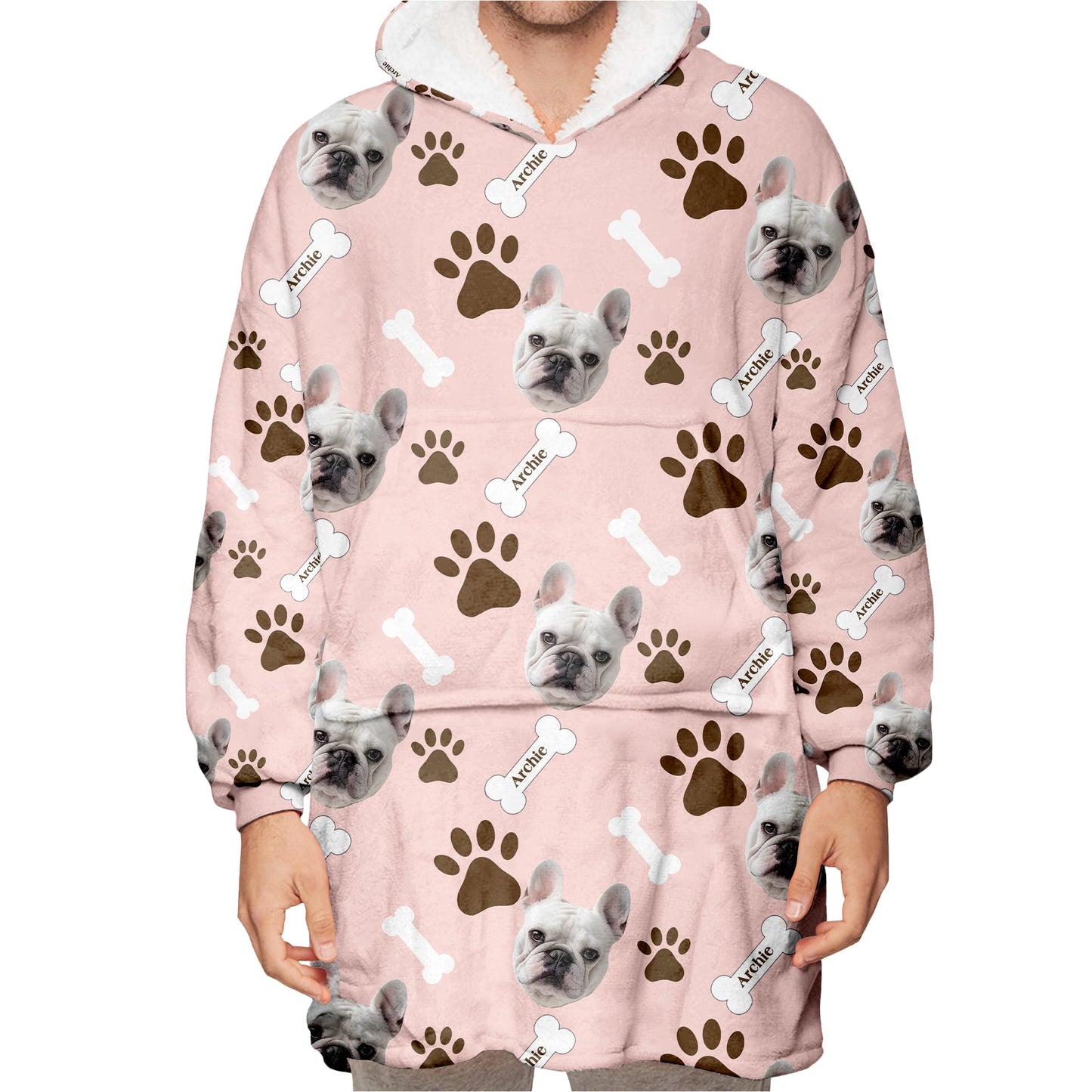 Personalized Pet Photo And Name Oodie Blanket Hoodie
