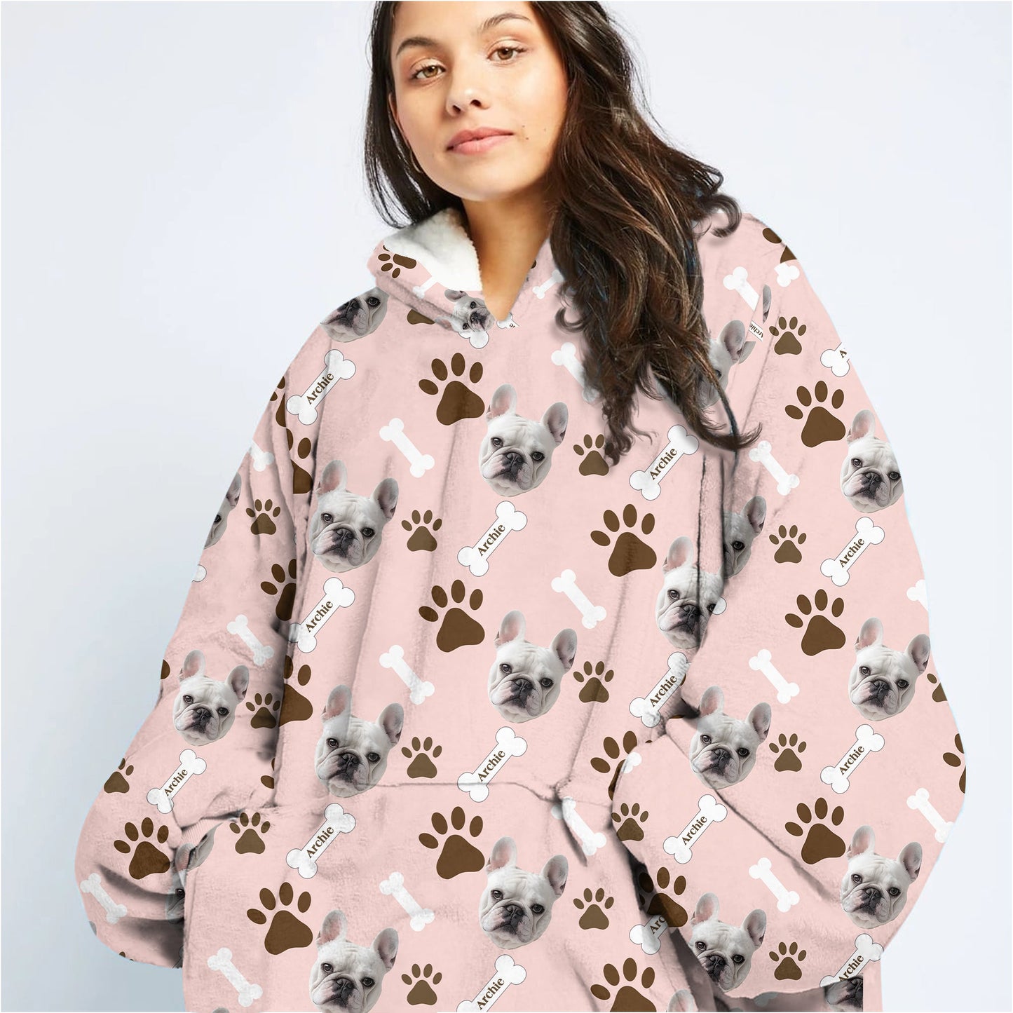 Personalized Pet Photo And Name Oodie Blanket Hoodie