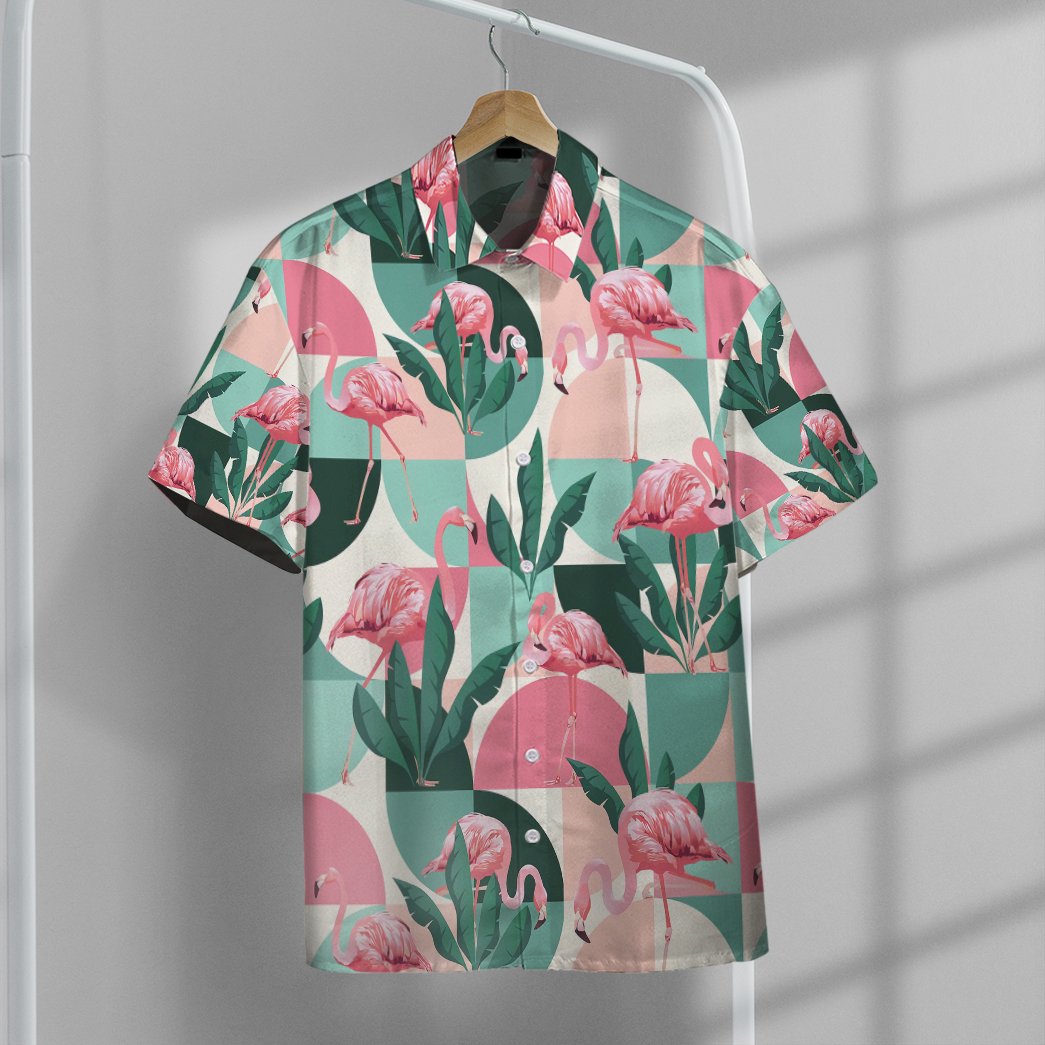 Pink Flamingo Hawaiian Button Shirt