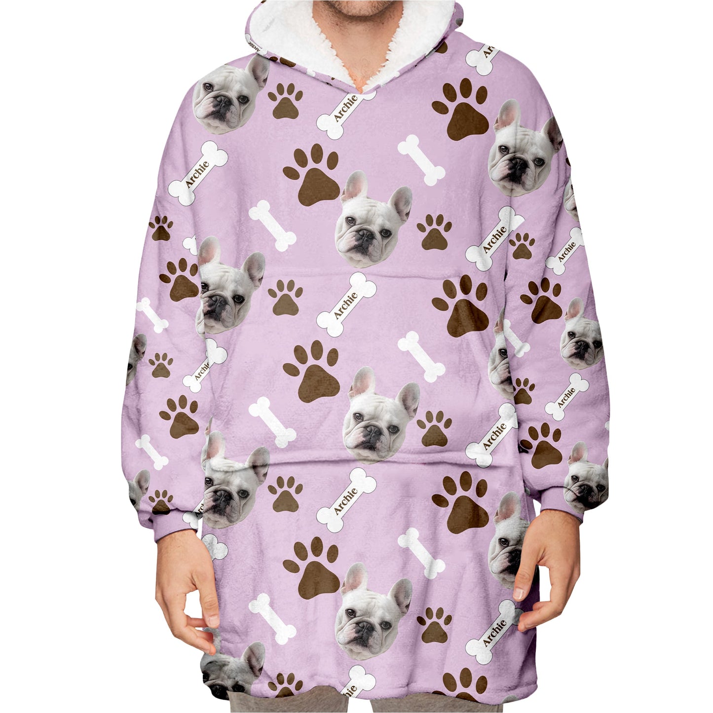 Personalized Pet Photo And Name Oodie Blanket Hoodie