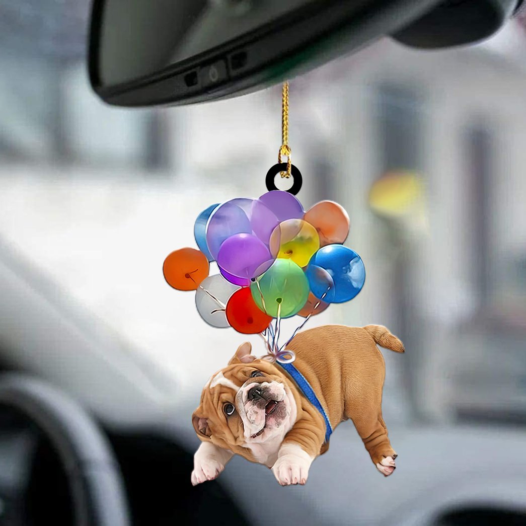 Bulldog Fly With Bubbles Car Hanging Ornament