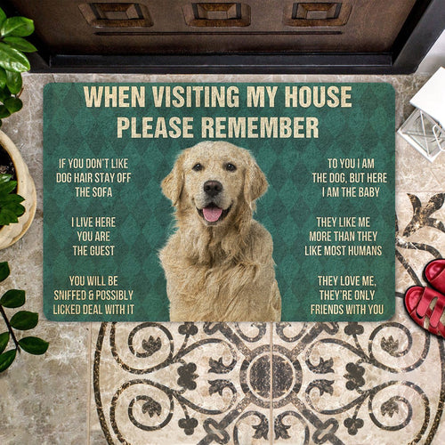 Please Remember Golden Retriever Dog's House Rule Doormat