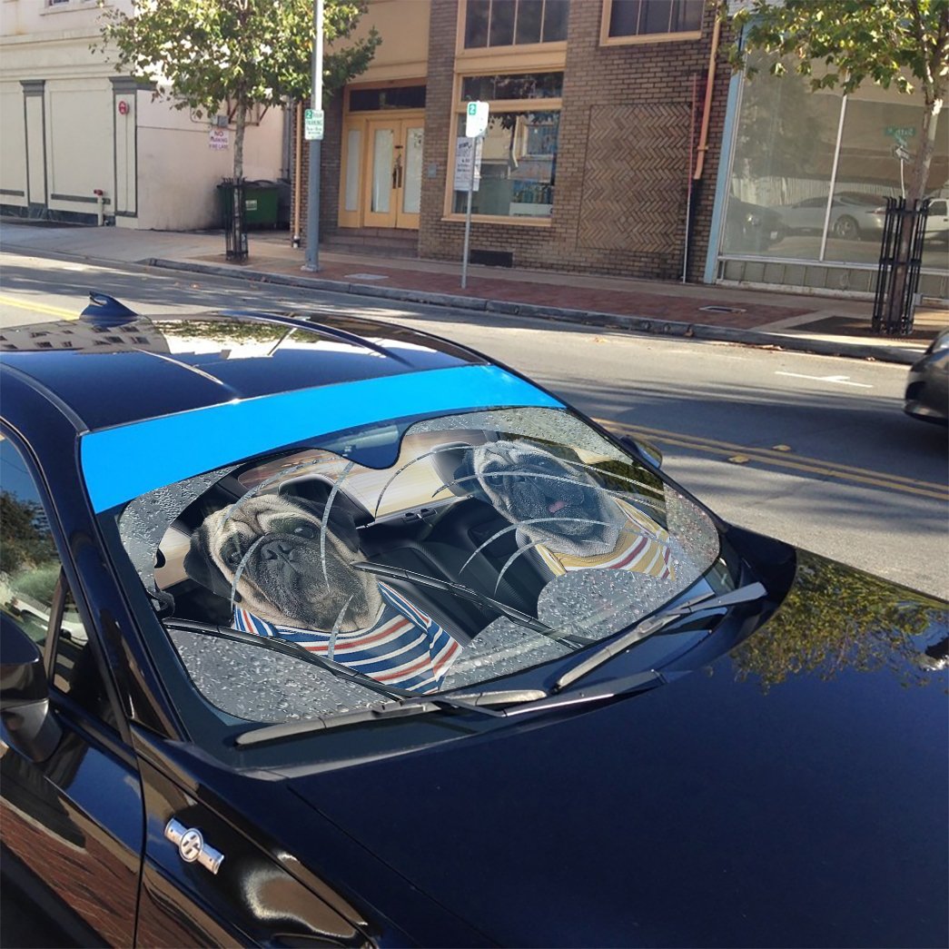 Two Cute Pugs Custom Car Auto Sunshade