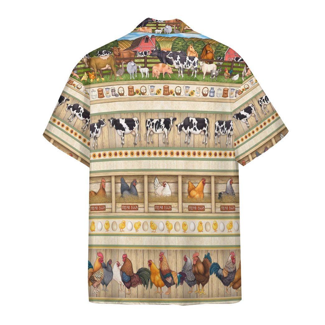 Farm Character Stripe Button Shirt