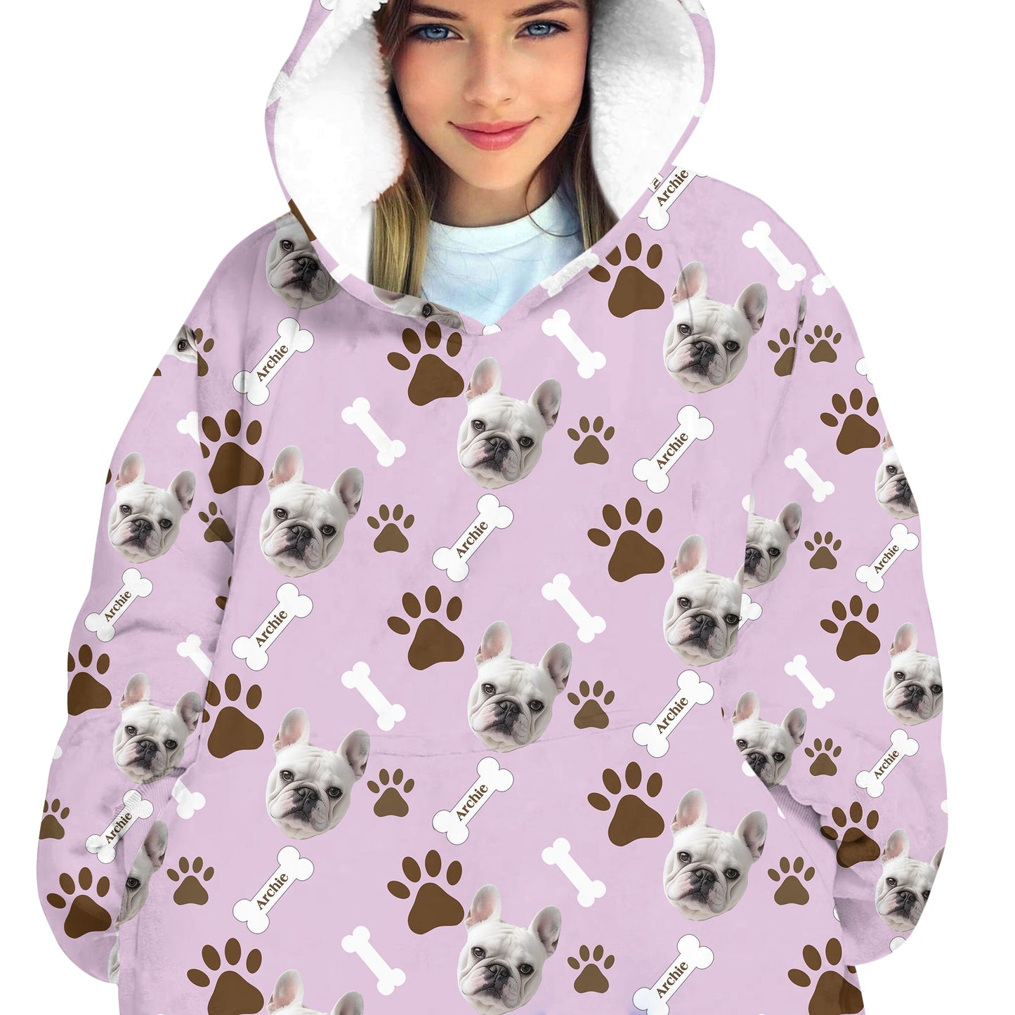 Personalized Pet Photo And Name Oodie Blanket Hoodie