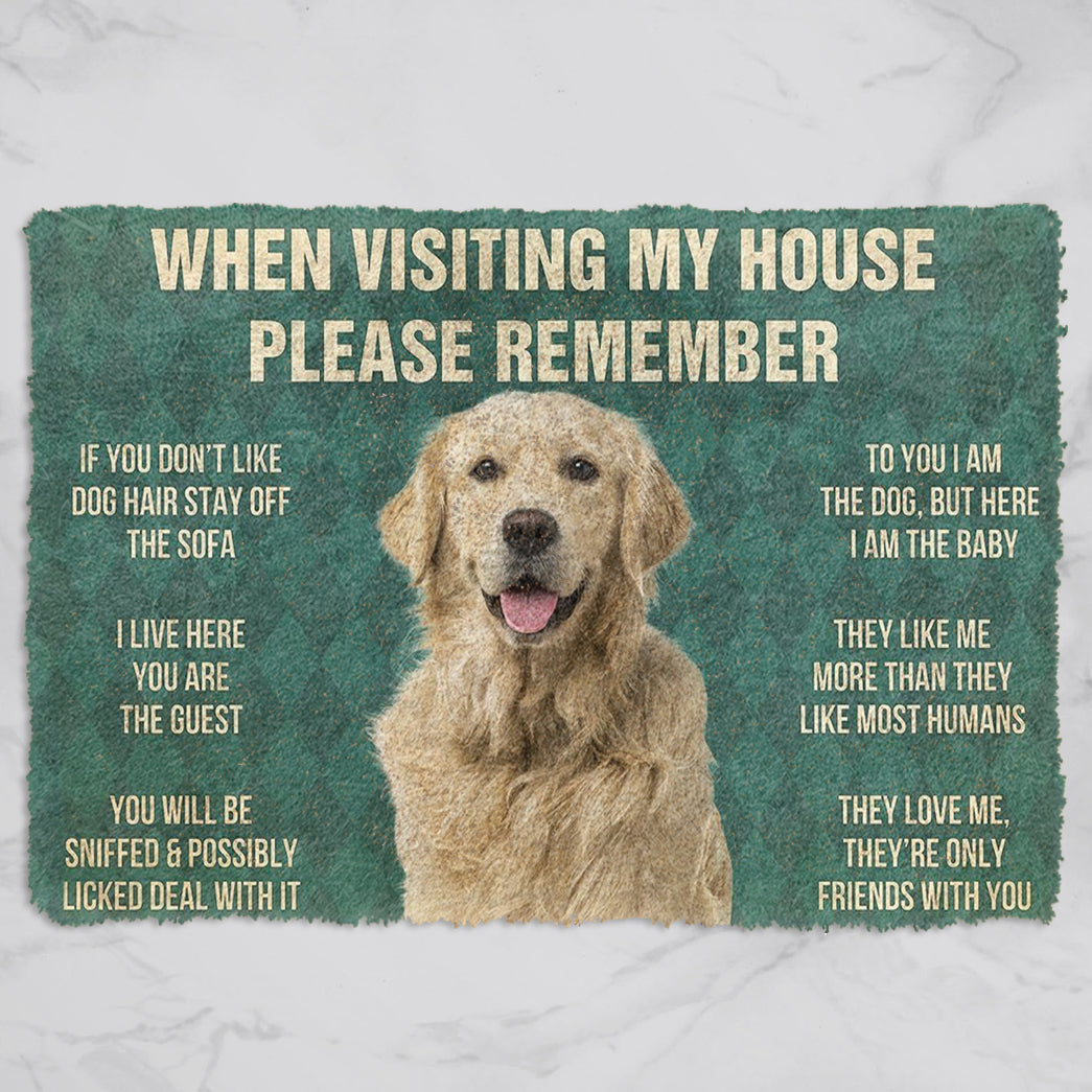 Please Remember Golden Retriever Dog's House Rule Doormat