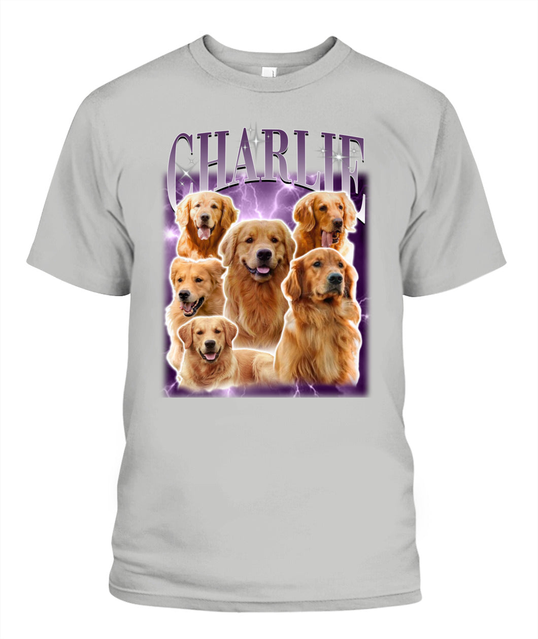Personalized Pet Dog Cat Vintage Photo And Name Printed Unisex T-Shirt