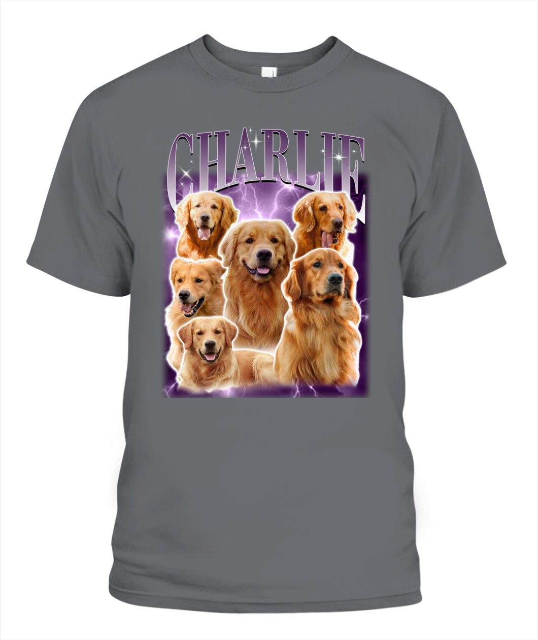 Personalized Pet Dog Cat Vintage Photo And Name Printed Unisex T-Shirt