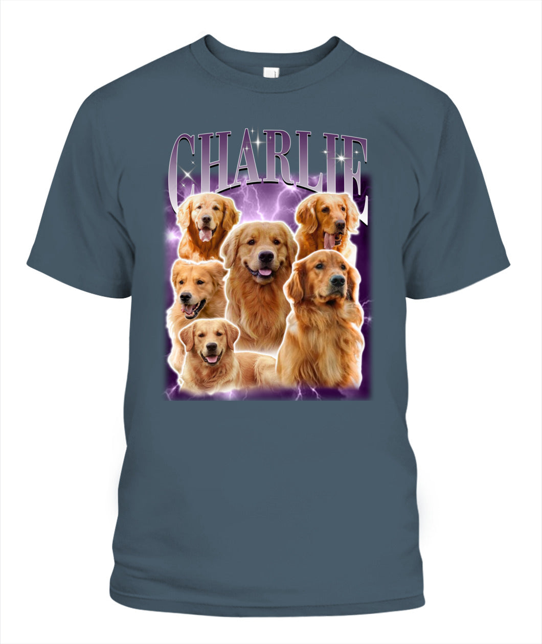 Personalized Pet Dog Cat Vintage Photo And Name Printed Unisex T-Shirt