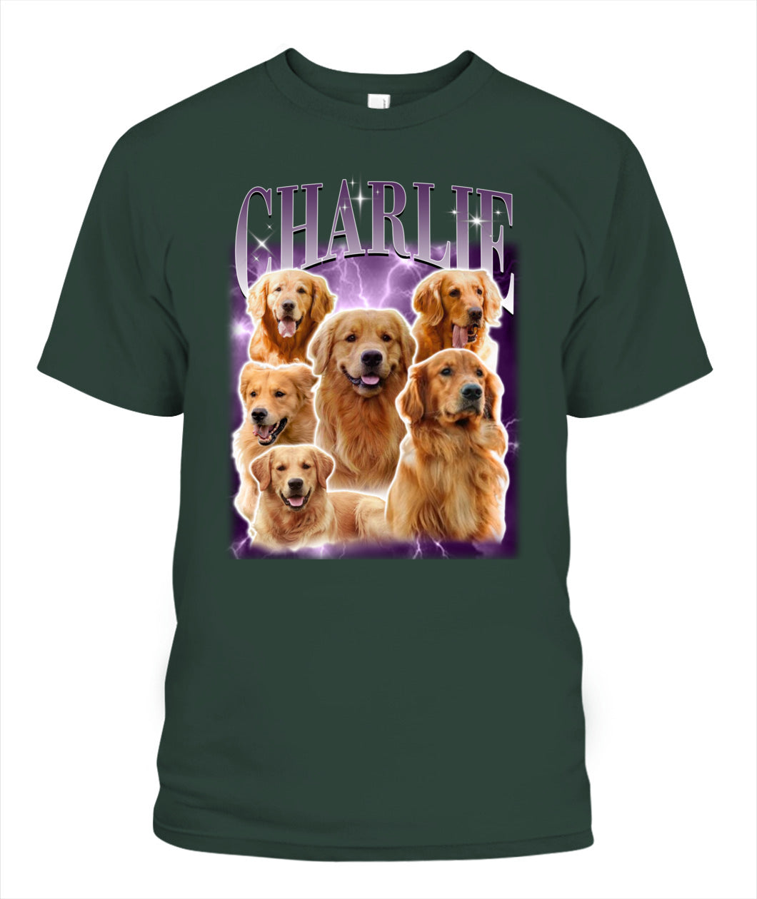 Personalized Pet Dog Cat Vintage Photo And Name Printed Unisex T-Shirt