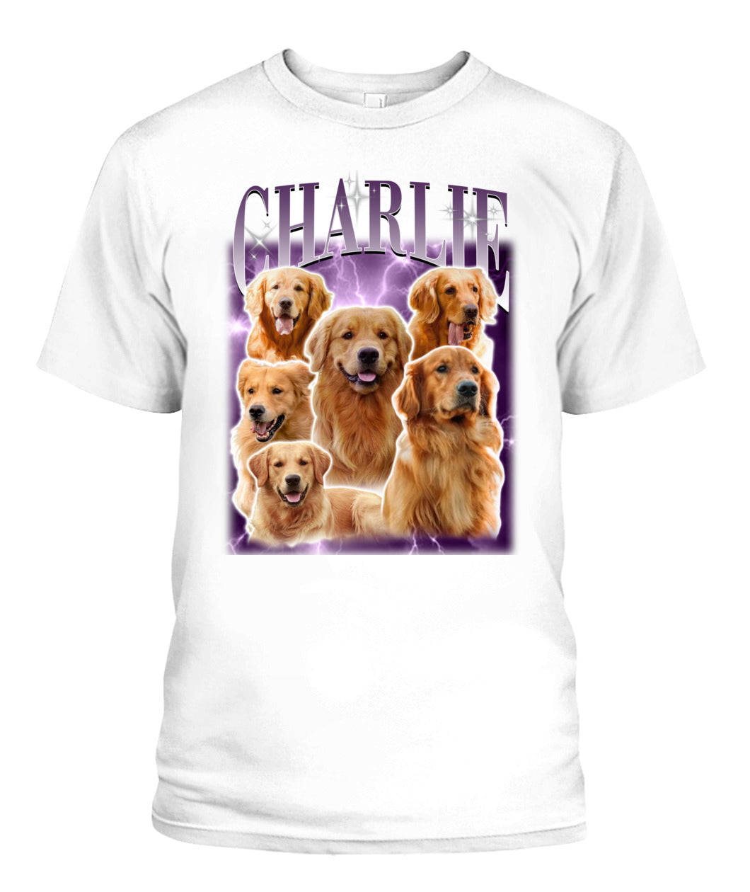 Personalized Pet Dog Cat Vintage Photo And Name Printed Unisex T-Shirt