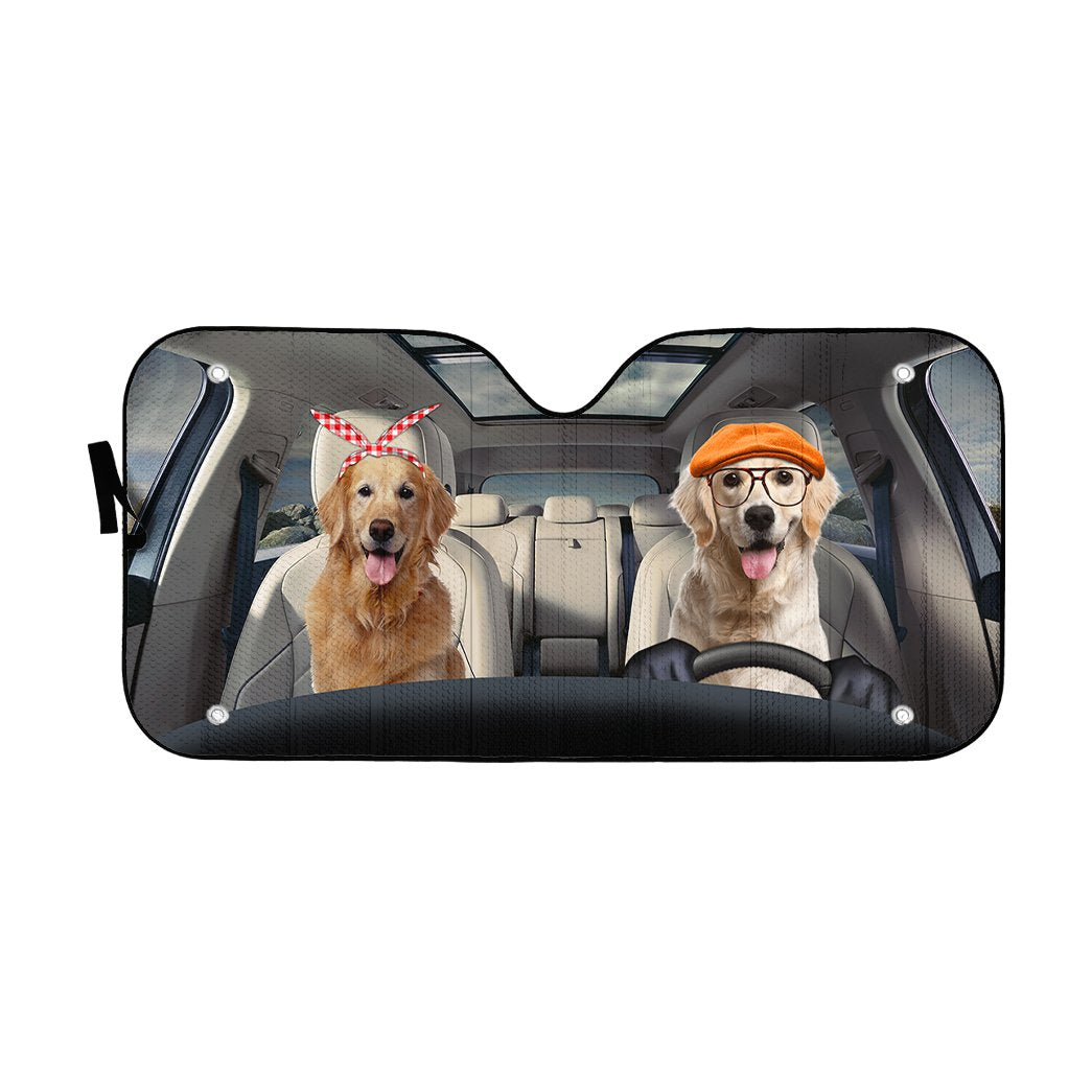 Golden Retriever Family Dog Custom Car Auto Sunshade