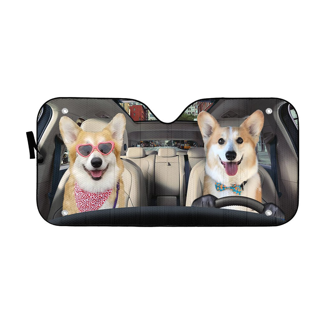Love Corgi Dogs In Car Custom Car Auto Sunshade