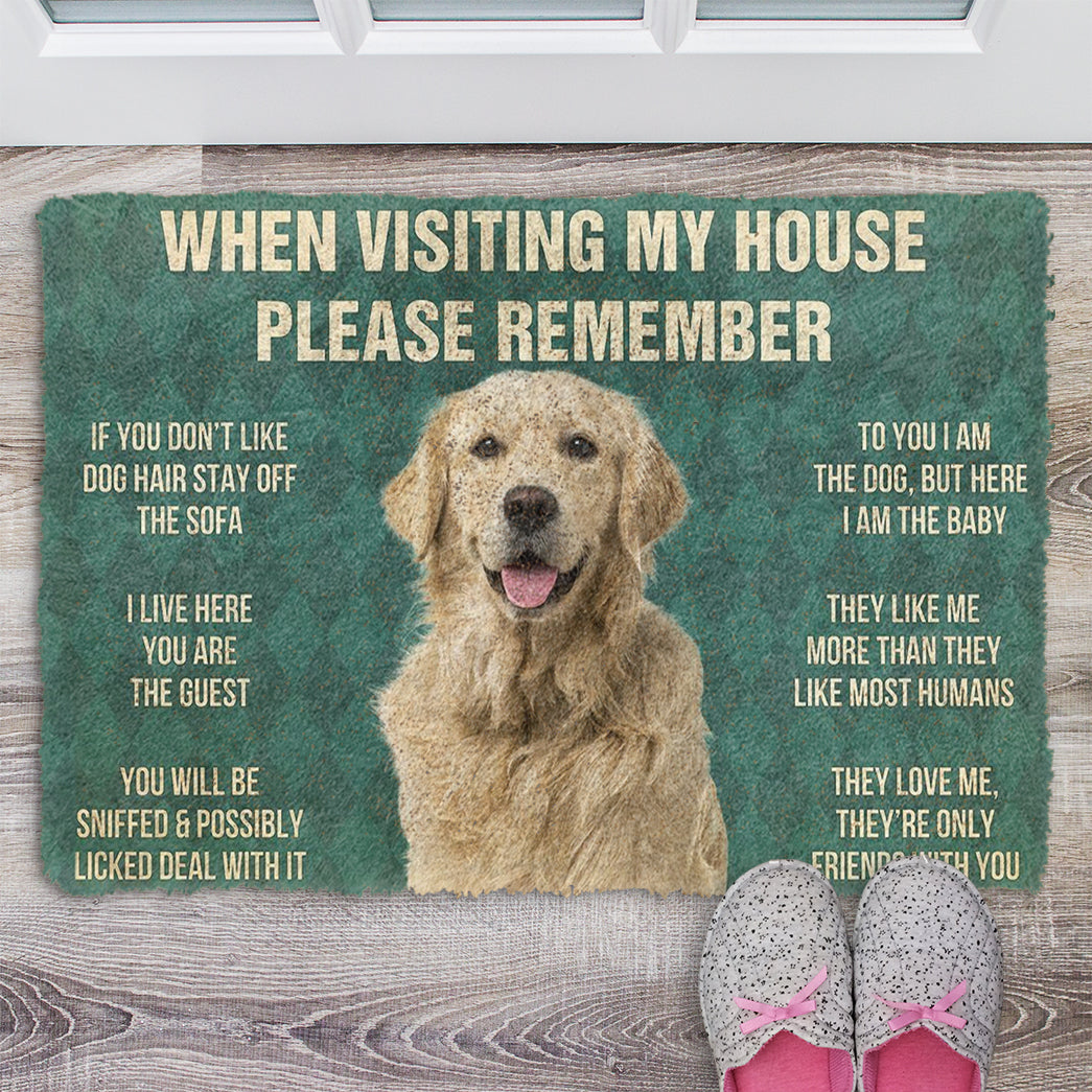 Please Remember Golden Retriever Dog's House Rule Doormat