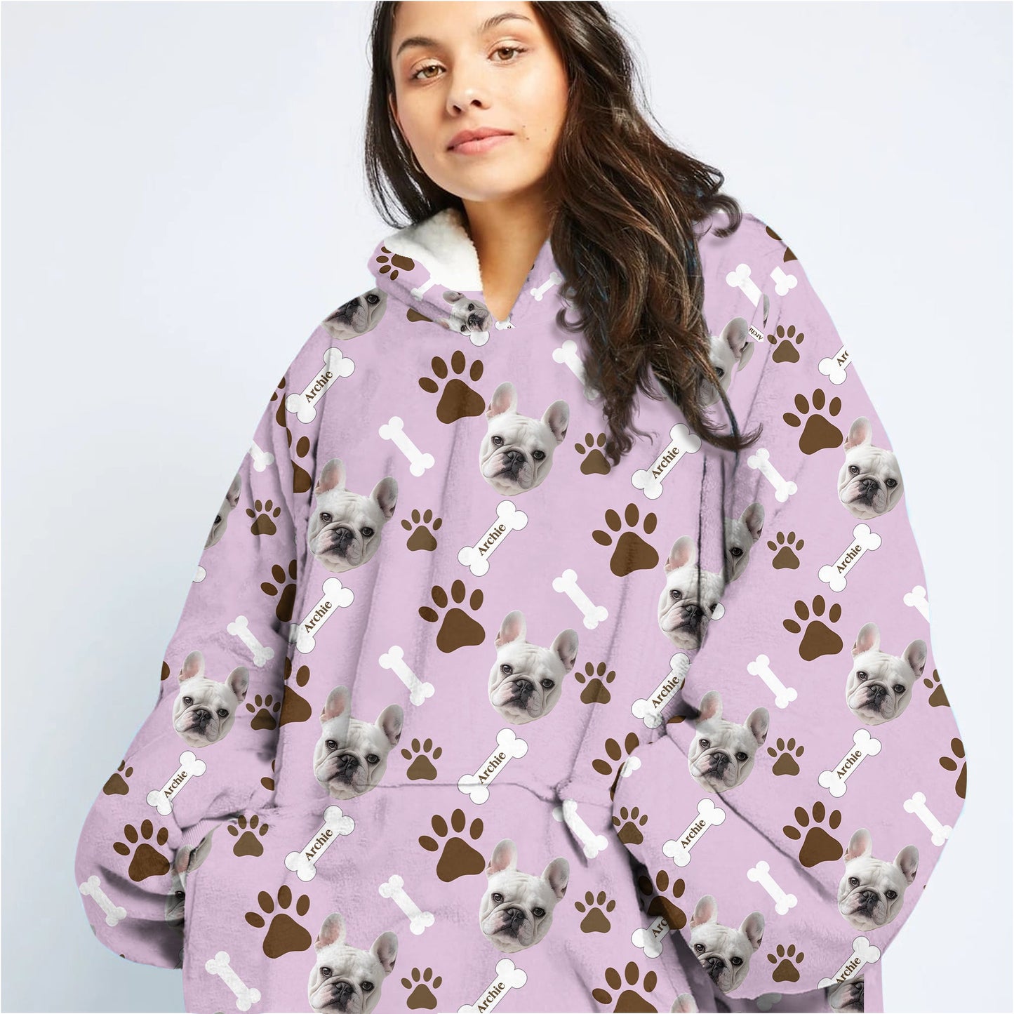 Personalized Pet Photo And Name Oodie Blanket Hoodie