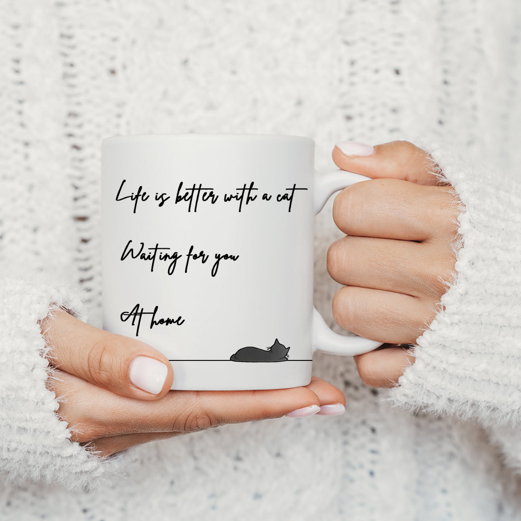 Sitting Cat and Sleeping Cat Coffee Mug