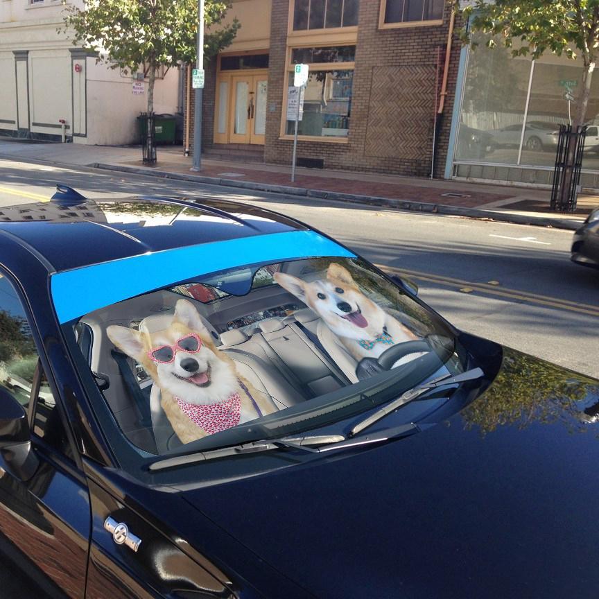 Love Corgi Dogs In Car Custom Car Auto Sunshade
