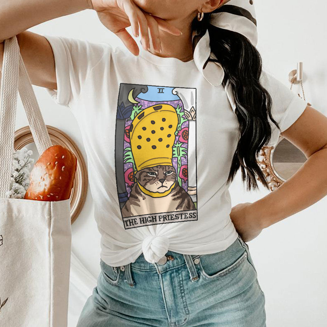 The High Priestess Crocs Cat Meme Tarot Women's Tee & Unisex Tee