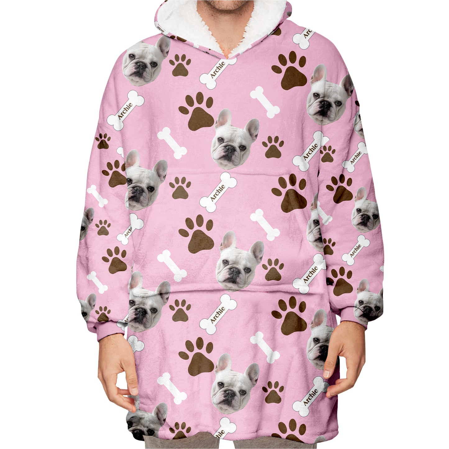 Personalized Pet Photo And Name Oodie Blanket Hoodie