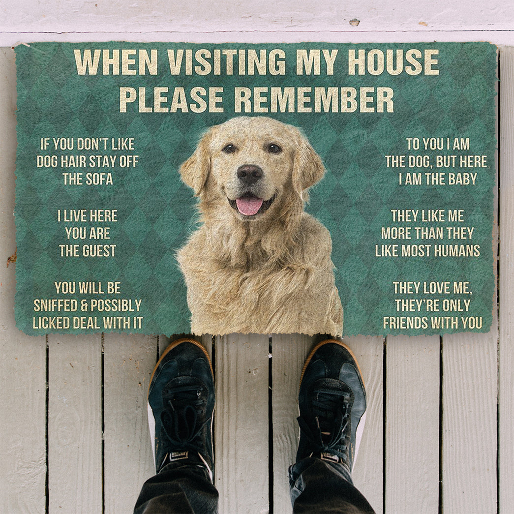 Please Remember Golden Retriever Dog's House Rule Doormat