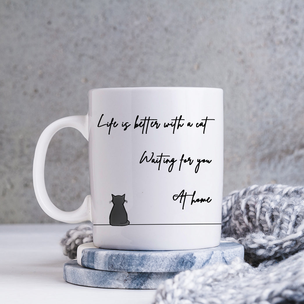 Sitting Cat and Sleeping Cat Coffee Mug