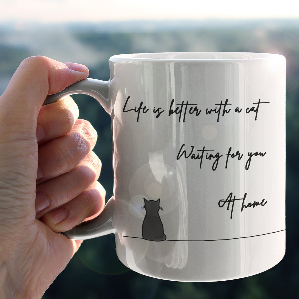 Sitting Cat and Sleeping Cat Coffee Mug
