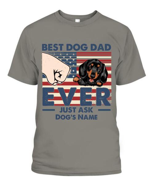 Best Dog Dad Independence Day Personalized Shirt - Name, Skin, Dog can be customized