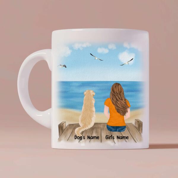 Girl and Dogs Personalized Mug - Name, skin, hair, dog, background, quote can be customized