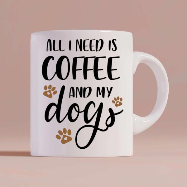 Girl and Dogs Personalized Mug - Name, skin, hair, dog, background, quote can be customized