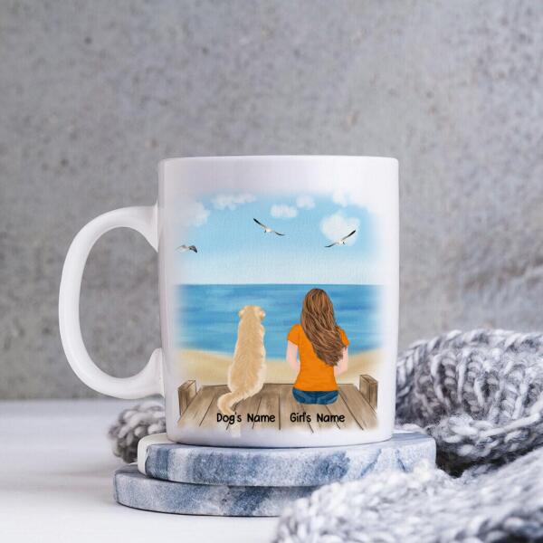 Girl and Dogs Personalized Mug - Name, skin, hair, dog, background, quote can be customized
