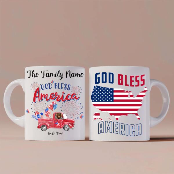 God Bless America Dog Personalize Mug - Dog, Name and Quote can be customized