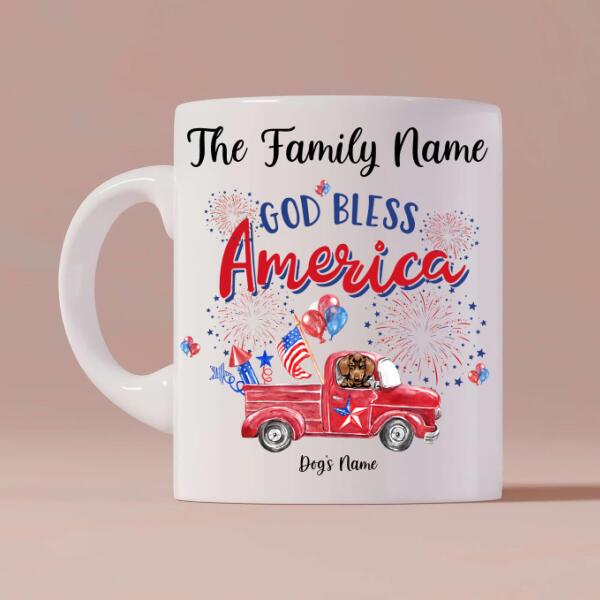 God Bless America Dog Personalize Mug - Dog, Name and Quote can be customized