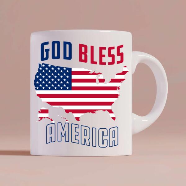 God Bless America Dog Personalize Mug - Dog, Name and Quote can be customized