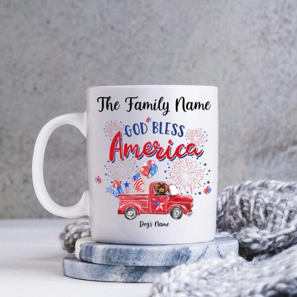 God Bless America Dog Personalize Mug - Dog, Name and Quote can be customized