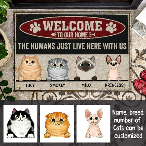 Welcome To Our Home Cat Personalize Doormat - Cat and Name can be customized