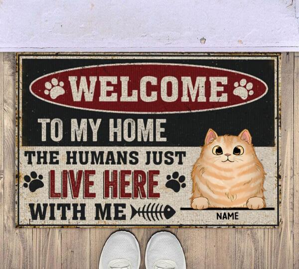 Welcome To Our Home Cat Personalize Doormat - Cat and Name can be customized
