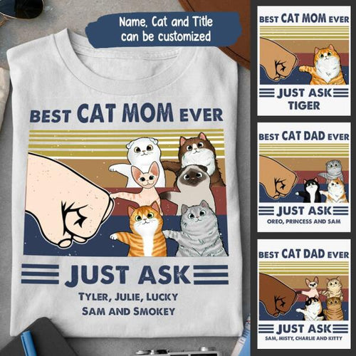 Best Cat Parents Personalized Graphic Apparel (up to 6 cats) - Name, Cat and Title can be customized