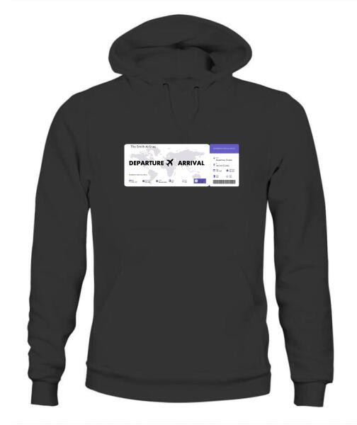 Flight Tickets Personalized Graphic Apparel - Airlines, Departure, Arrival and Date can be customized