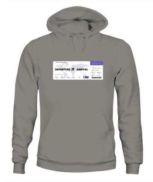 Flight Tickets Personalized Graphic Apparel - Airlines, Departure, Arrival and Date can be customized