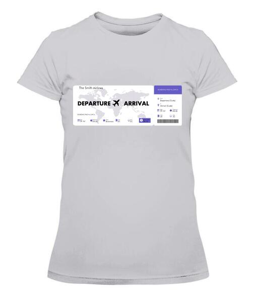 Flight Tickets Personalized Graphic Apparel - Airlines, Departure, Arrival and Date can be customized