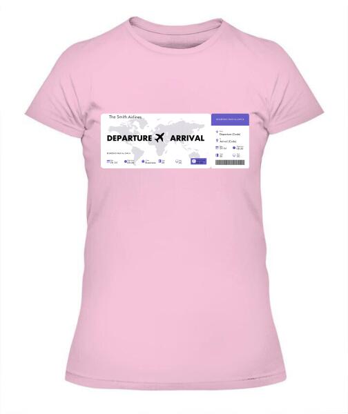 Flight Tickets Personalized Graphic Apparel - Airlines, Departure, Arrival and Date can be customized