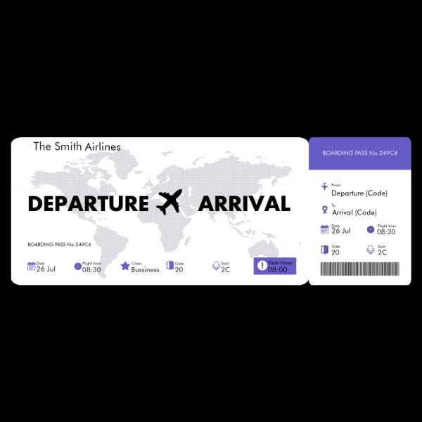Flight Tickets Personalized Graphic Apparel - Airlines, Departure, Arrival and Date can be customized