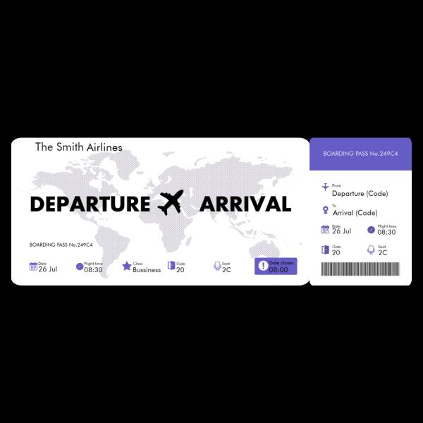 Flight Tickets Personalized Graphic Apparel - Airlines, Departure, Arrival and Date can be customized