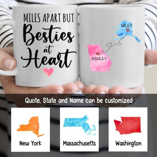 Bestie Long Distance Quotes Personalized State Colors Coffee Mug - Quote, State, Name can be customized